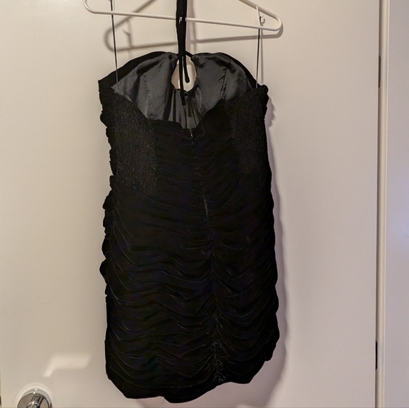 Zara NWT Black Velvet Ruched Halter Mini Dress - Picture 3 of 4